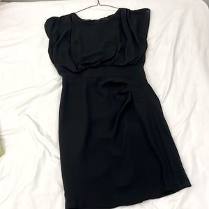 Black hip wrap sleeveless mini dress